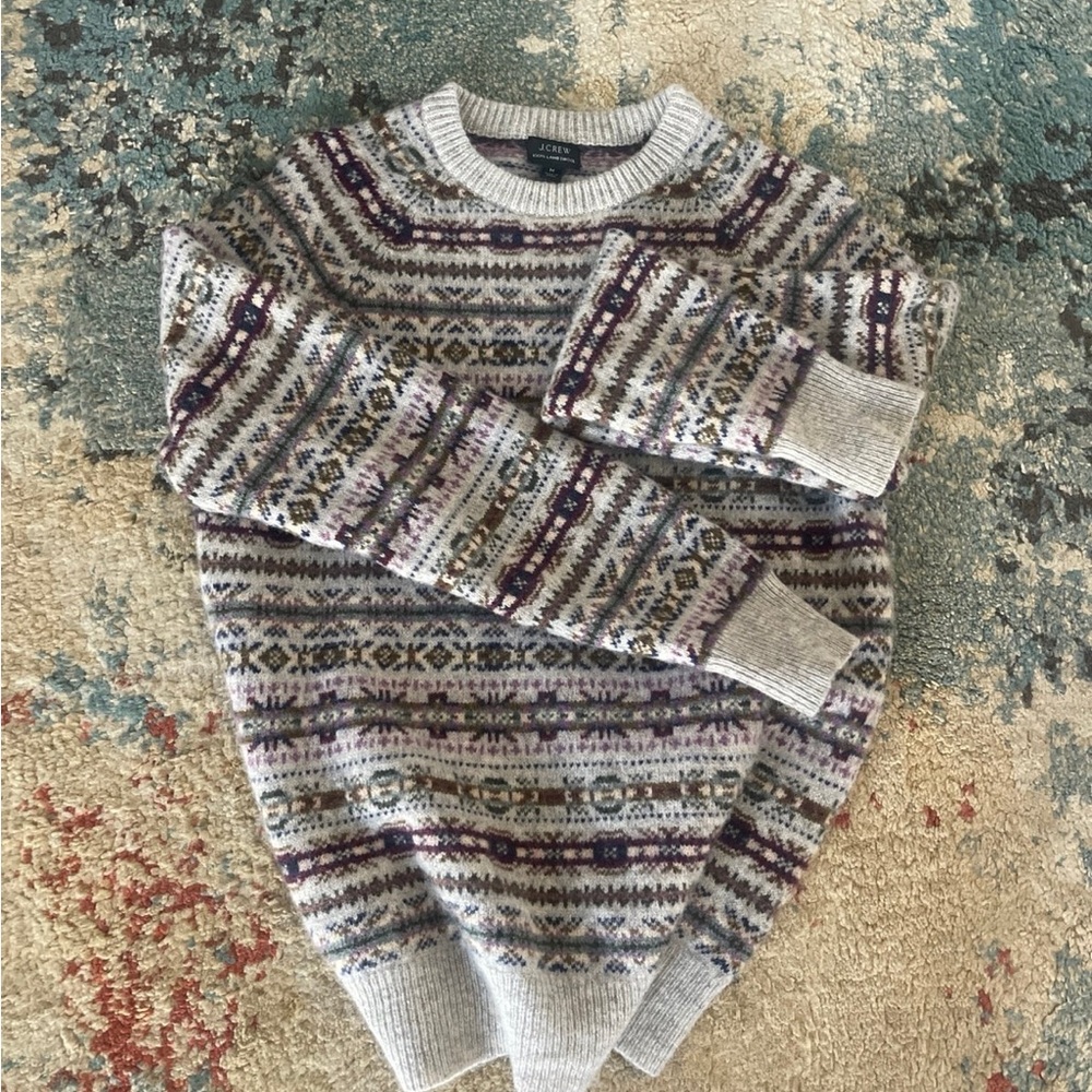 J. Crew Fair Isle Sweater - Gray and Purple